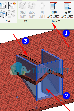 腿腿教学网-Revit如何创建老虎窗洞口