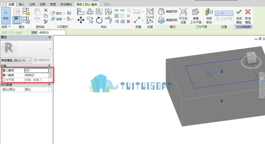 2018-12-07_011619.jpg 腿腿教学网-revit中使用内建模型创建基坑