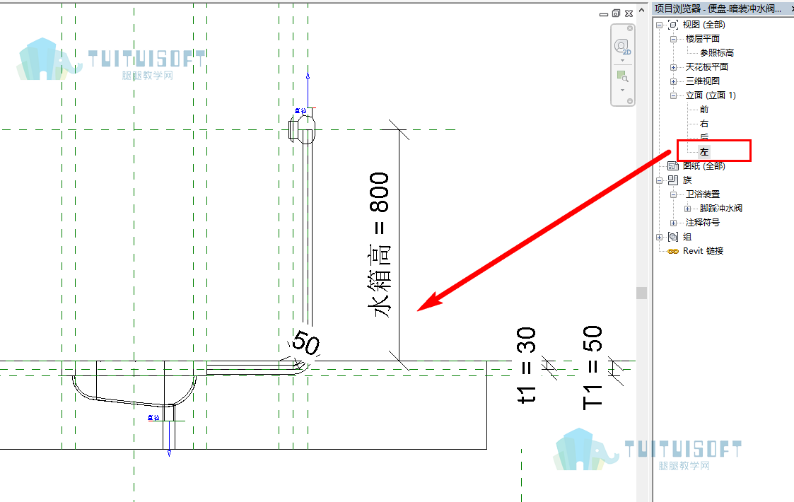腿腿教学网-revit创建族（旋转工具）的线型区分