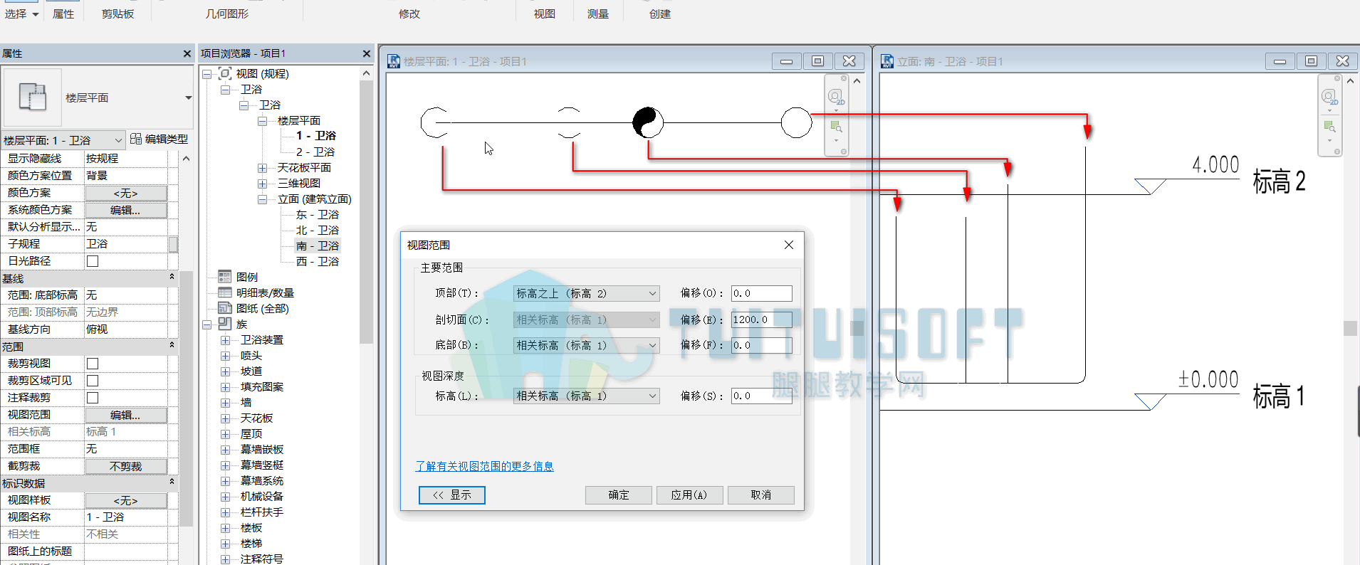 腿腿教学网-Revit中的立管符号设置