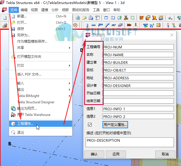 Tekla21.1版本如何添加工程项目信息？