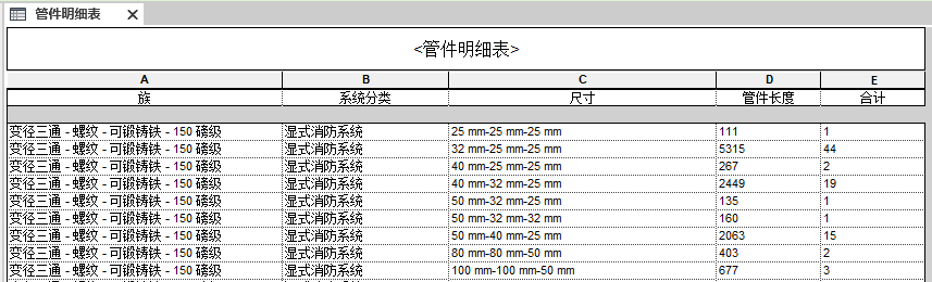 打开revit明细表