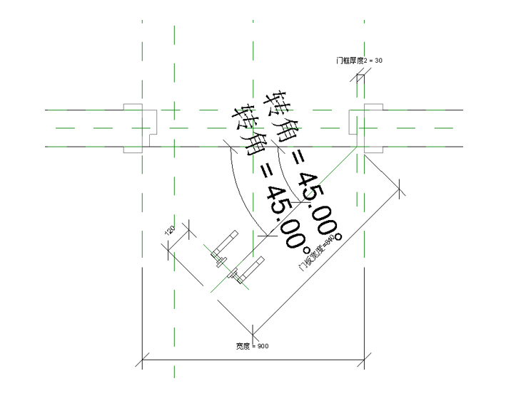 腿腿教学网-BIM等级考试二级建筑教程 |2.11 带角度平开门族实例